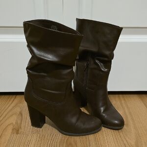 Style & Co. Dark Brown Slouchy Mid-Calf Heeled Boots